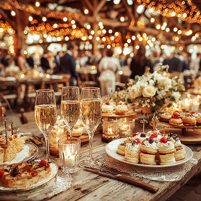 Evening wedding food and celebration catering